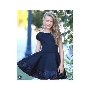 NEW sz 8 Girls Dolls & Divas Black Elegant Sequin Scuba Tween‎ Dress
